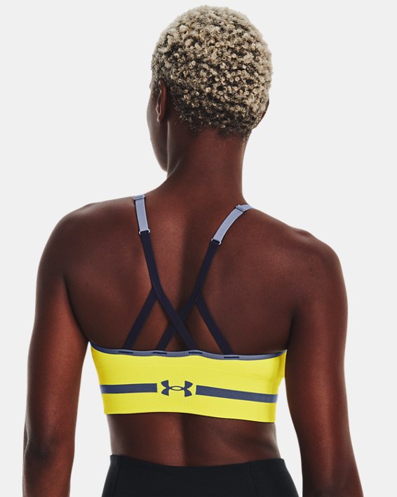 Women's UA Seamless Low Long Sports Bra, Yellow, pdpMainDesktop image number 1